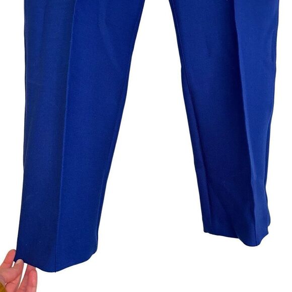 Theory Cardinal Trousers Wool Blend Cosmic Blue Straight Leg Womens 12 Career - Picture 4 of 13